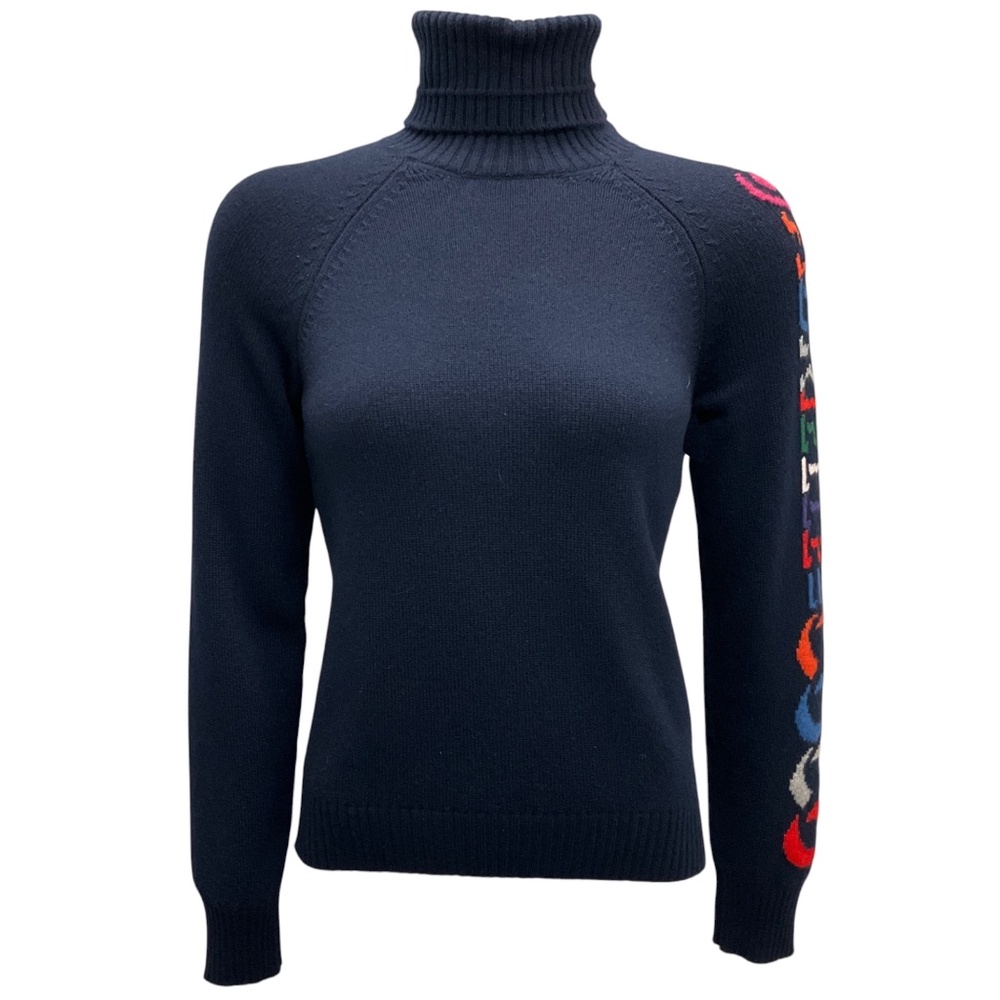 CHANEL NAVY MULTI 2017 GABRIELLE COCO CASHMERE KNIT PULLOVER SWEATER